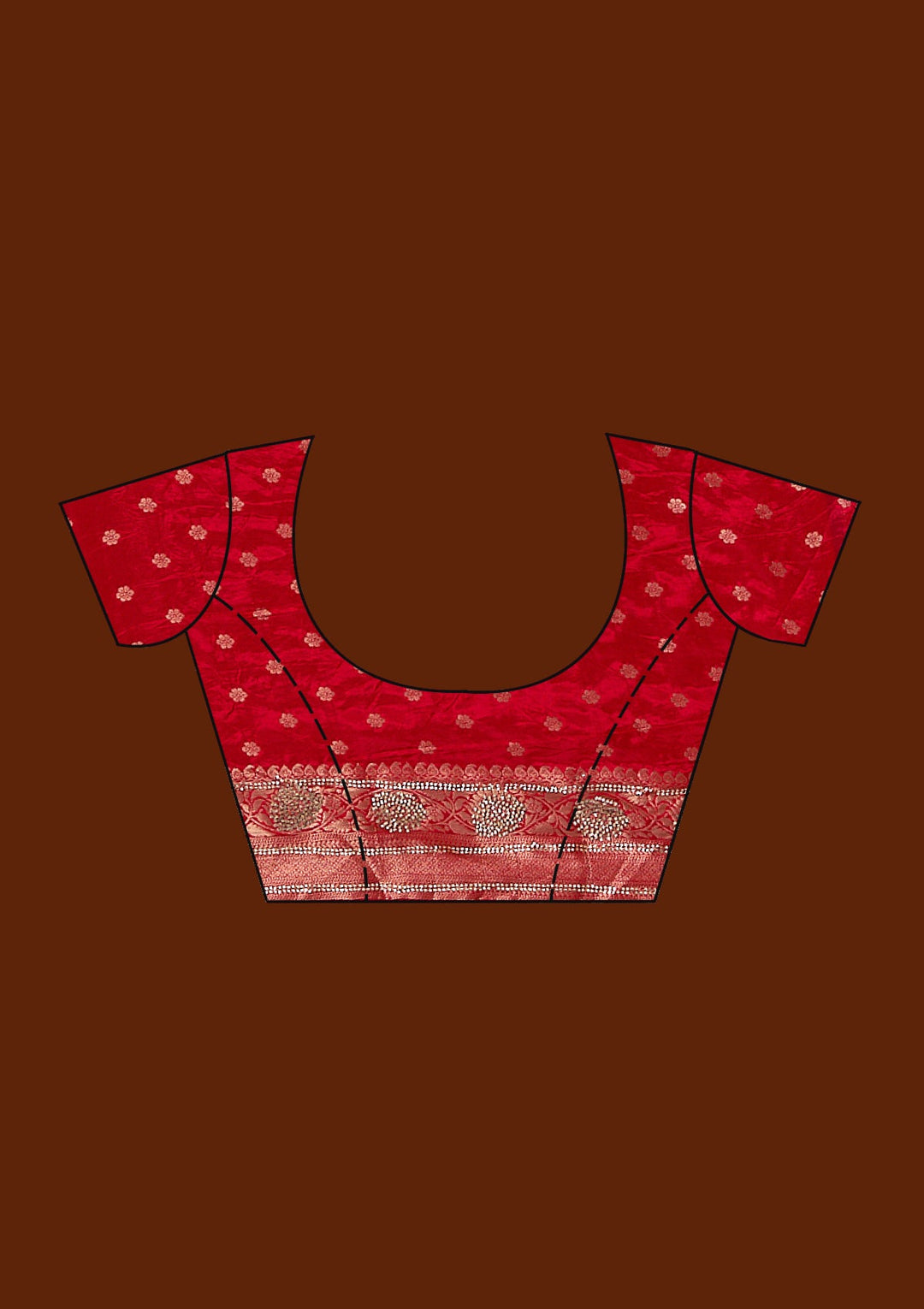Red Stonework Silk Saree-Koskii