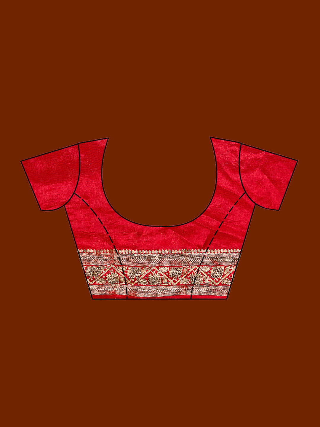 Red Stonework Silk Saree-Koskii