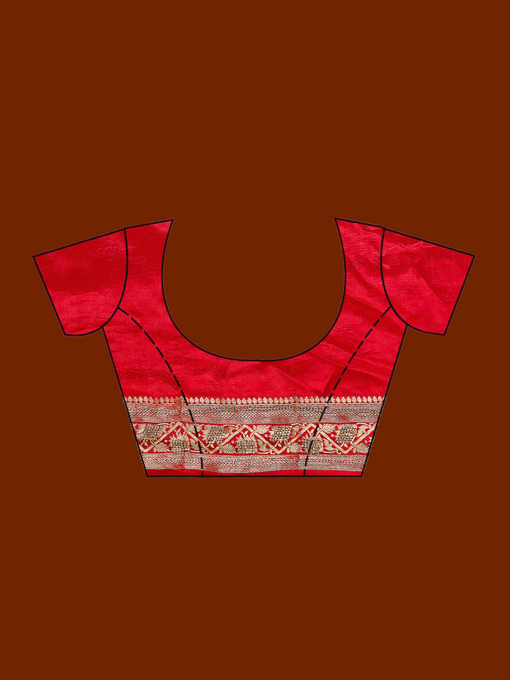 Red Stonework Silk Saree-Koskii