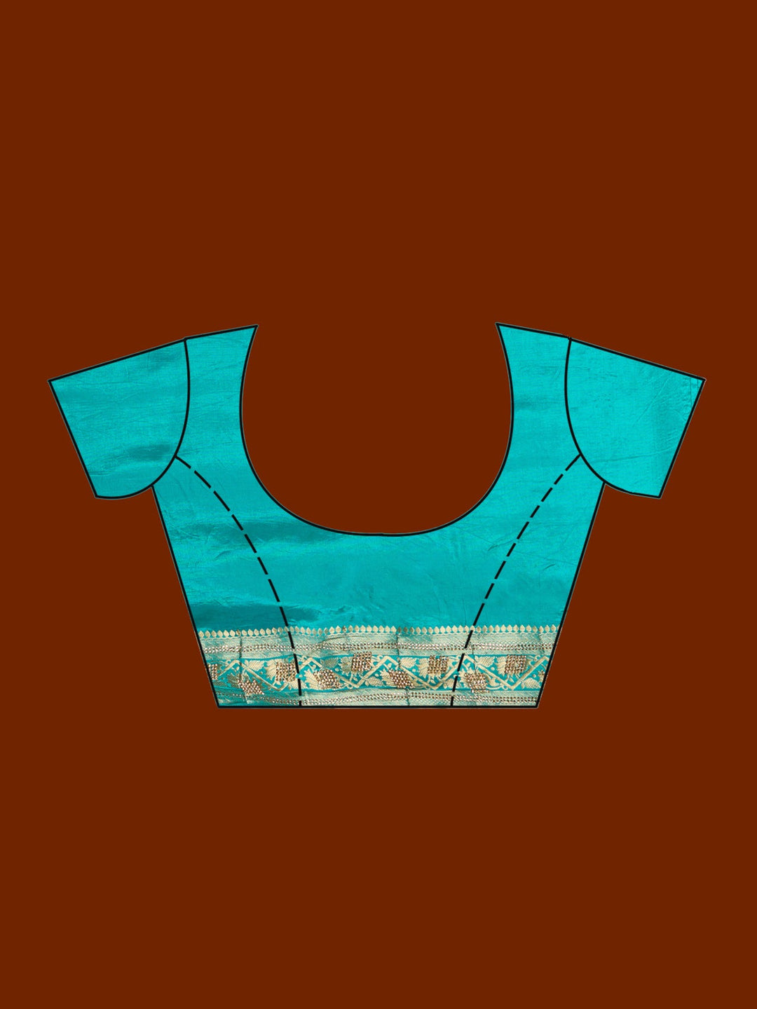 Turquoise Blue Stonework Silk Saree-Koskii