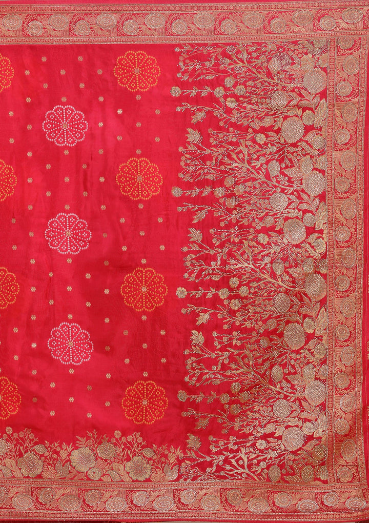 Rani Pink Stonework Silk Saree_koskii
