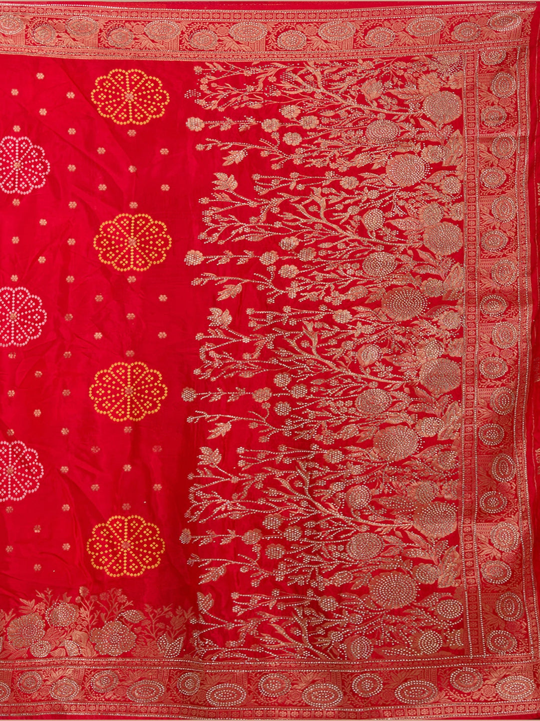 Red Stonework Silk Saree_koskii