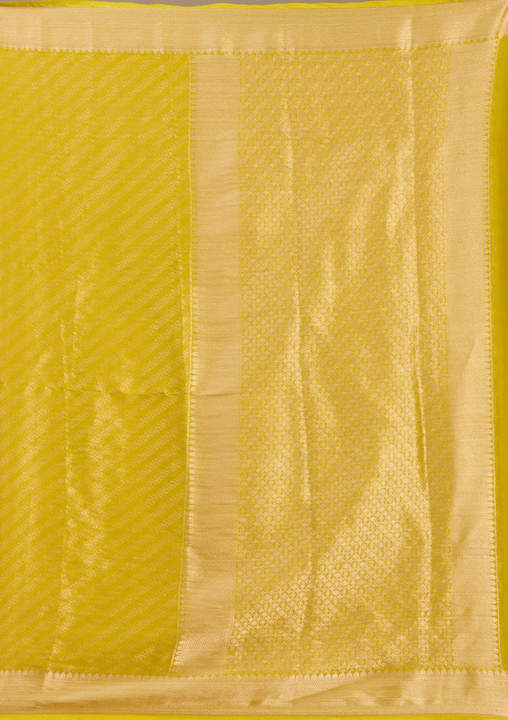 Yellow Zariwork (Gold) Georgette Silk_Saree-koskii