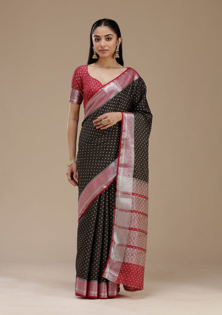 Black Cutdana Georgette Silk Saree_koskii