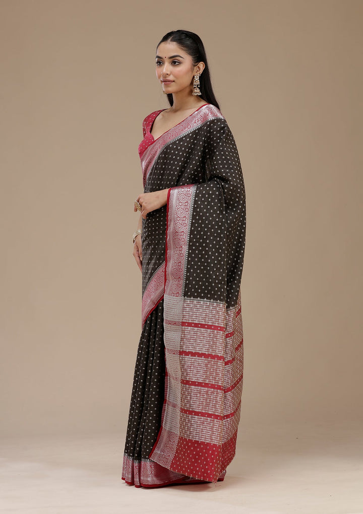 Black Cutdana Georgette Silk Saree_koskii