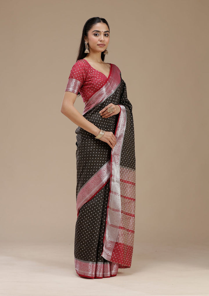 Black Cutdana Georgette Silk Saree_koskii