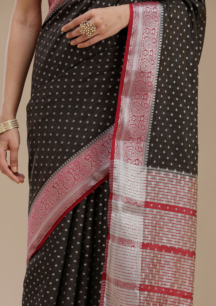 Black Cutdana Georgette Silk Saree_koskii