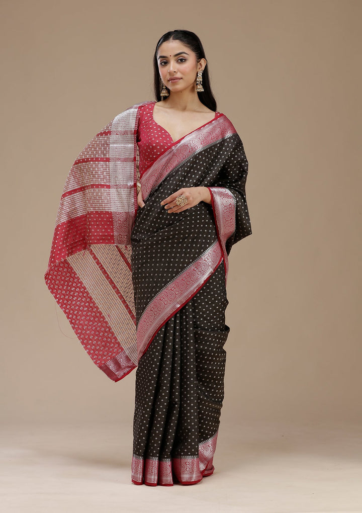 Black Cutdana Georgette Silk Saree_koskii
