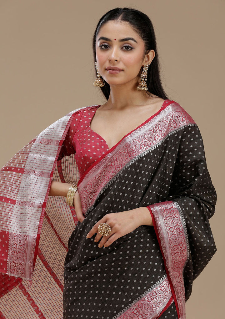 Black Cutdana Georgette Silk Saree_koskii