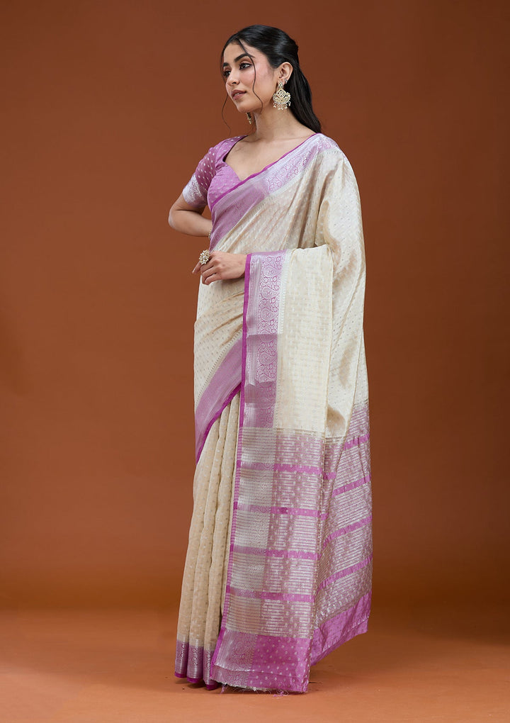 Cream Null Silk Silk_Saree_koskii