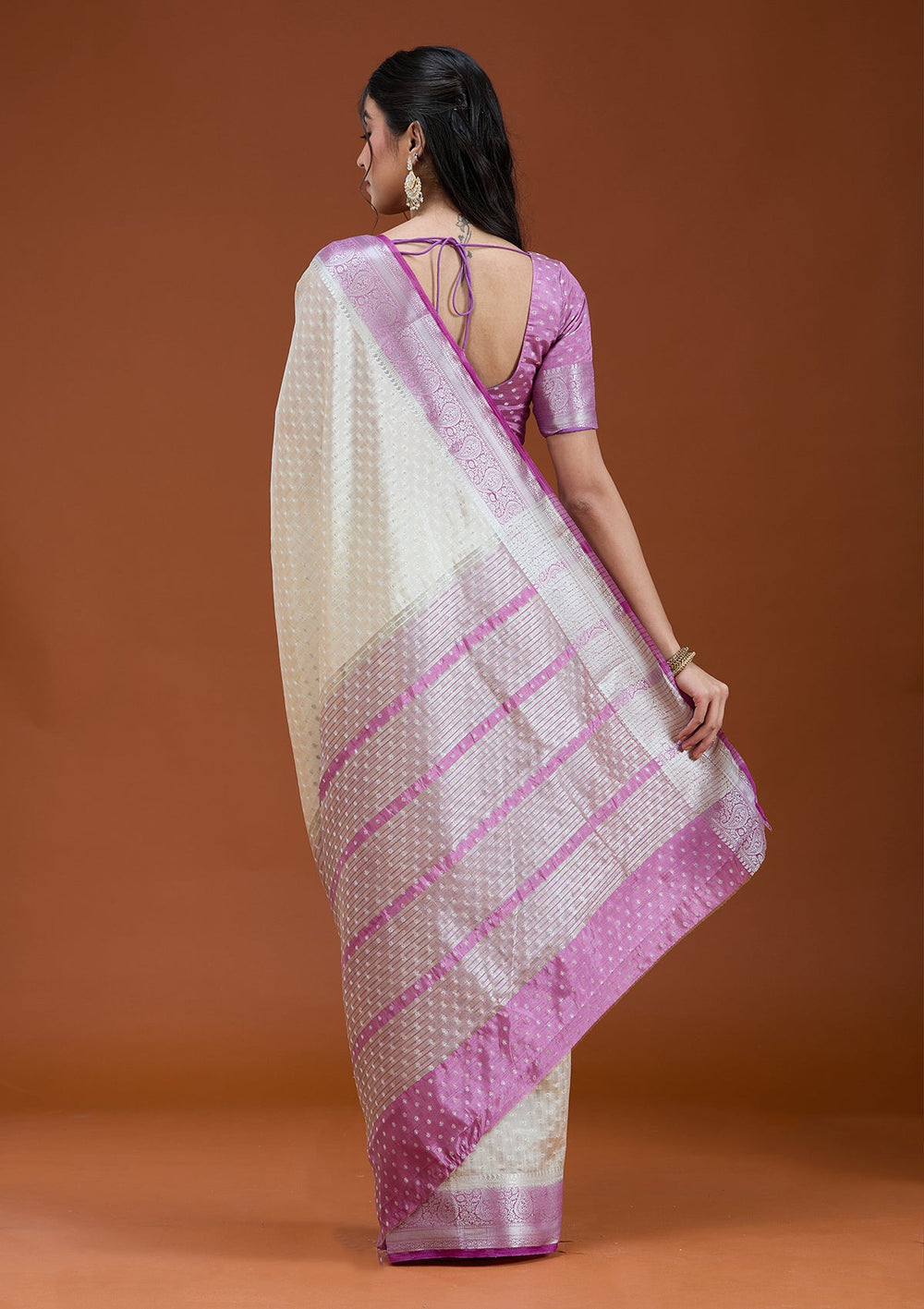Cream Null Silk Silk_Saree_koskii