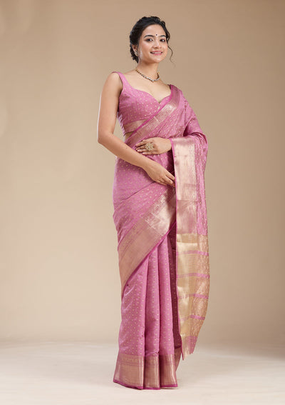 Lavender Zariwork (Gold) Tussar Silk Saree-koskii