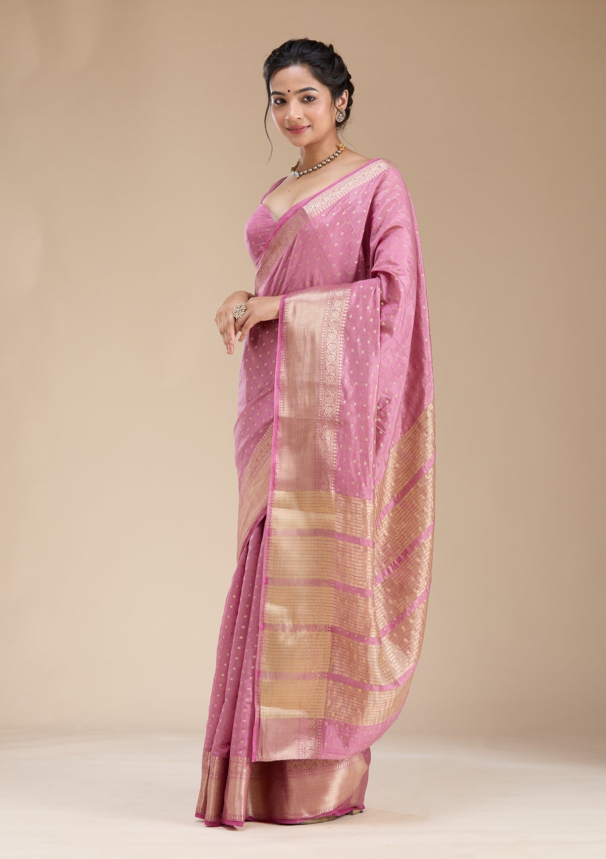 Lavender Zariwork (Gold) Tussar Silk Saree-koskii