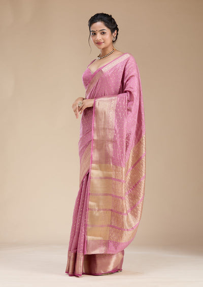 Lavender Zariwork (Gold) Tussar Silk Saree-koskii