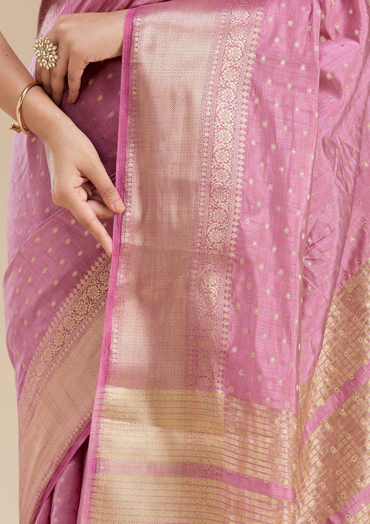 Lavender Zariwork (Gold) Tussar Silk Saree-koskii