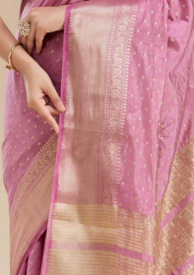 Lavender Zariwork (Gold) Tussar Silk Saree-koskii