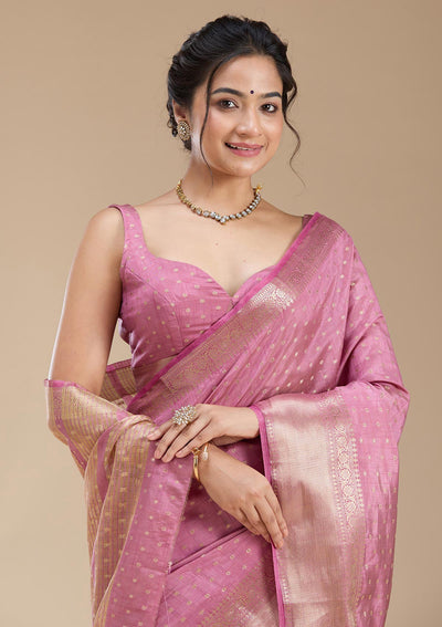 Lavender Zariwork (Gold) Tussar Silk Saree-koskii