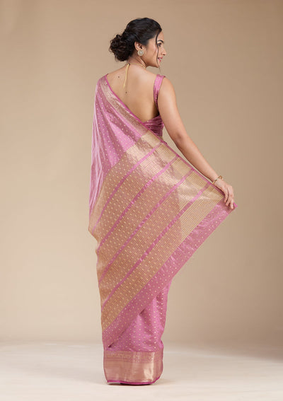 Lavender Zariwork (Gold) Tussar Silk Saree-koskii