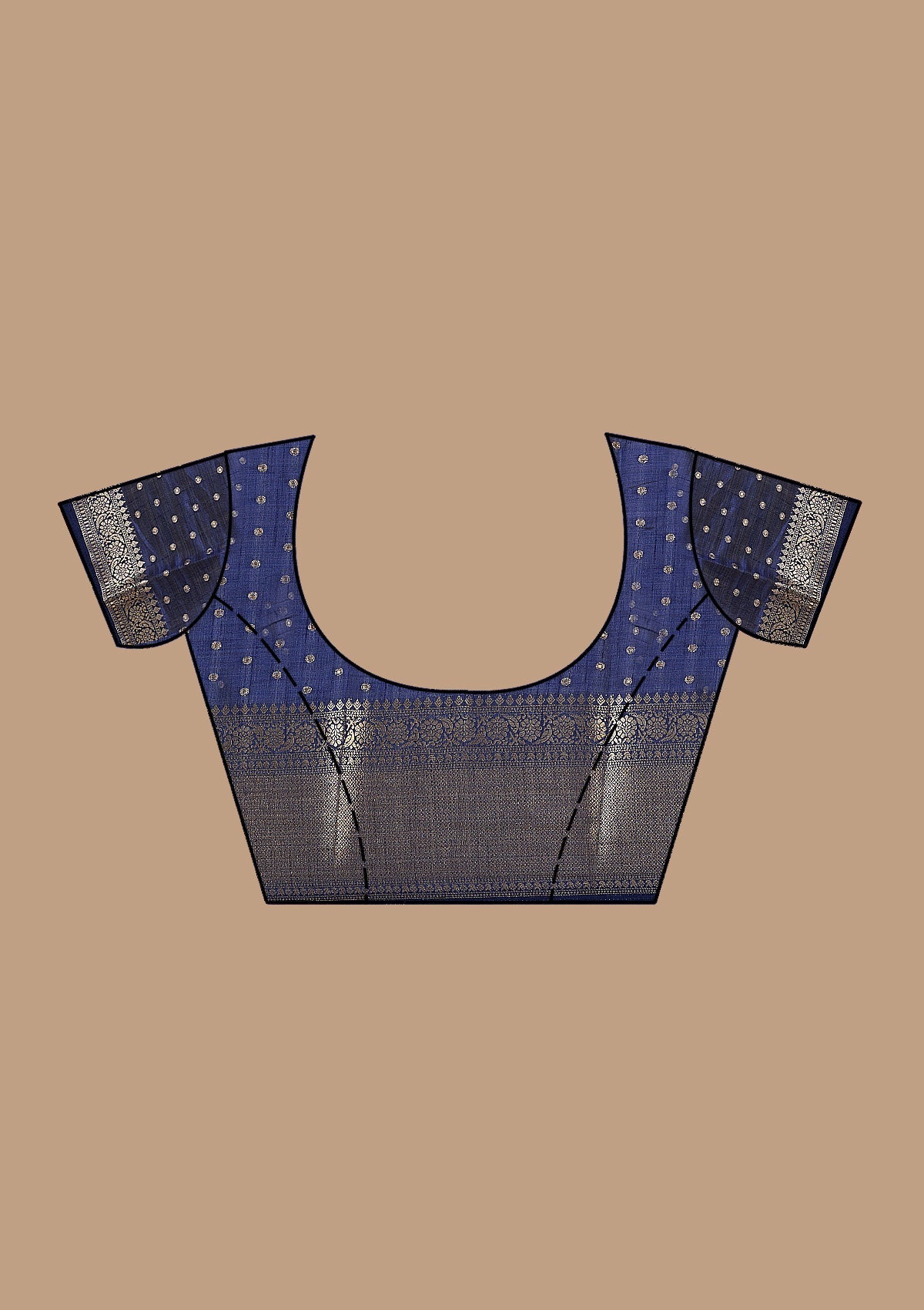 Navy Blue Zariwork (Gold) Tussar Silk Saree-koskii