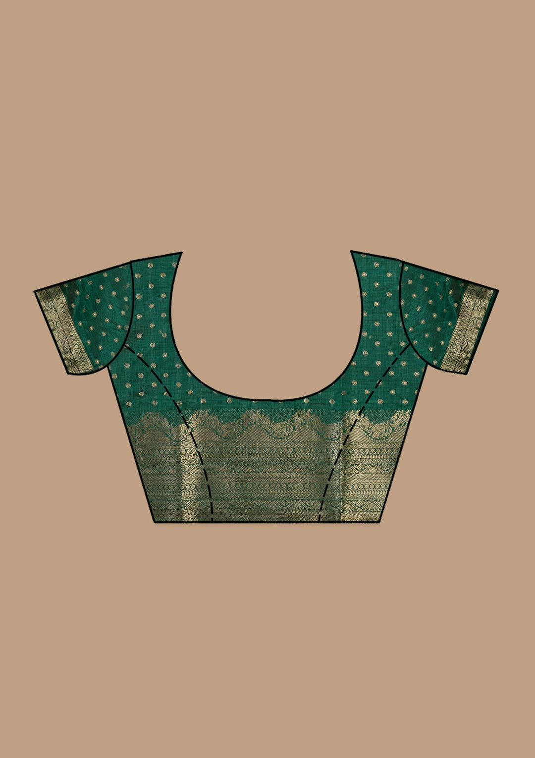 Bottle Green Zariwork (Gold) Tussar Silk Saree-koskii