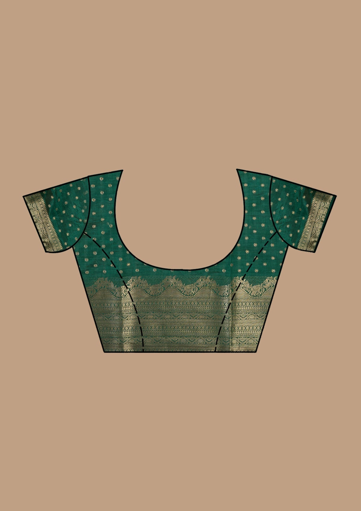 Bottle Green Zariwork (Gold) Tussar Silk Saree-koskii