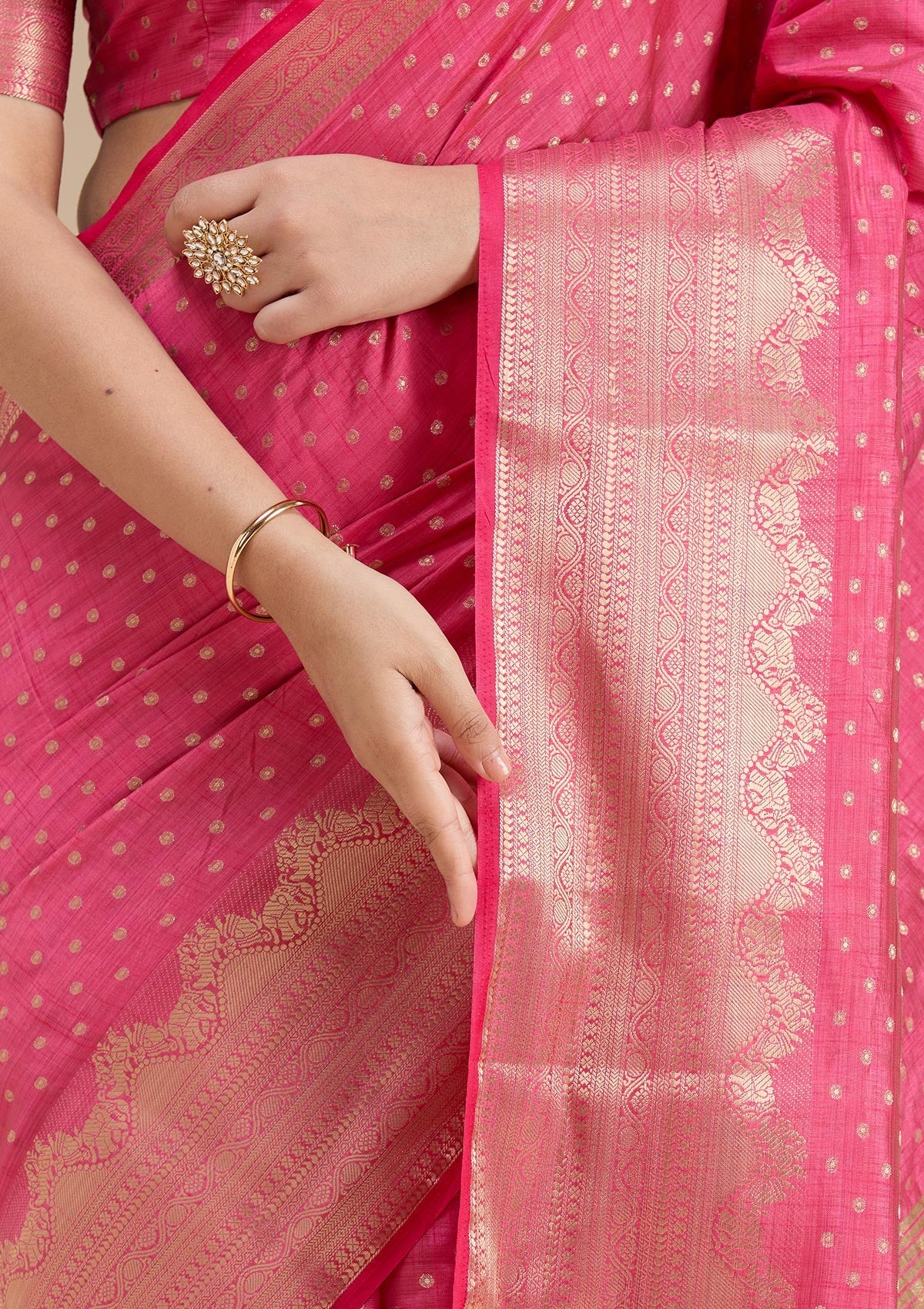 Pink Kanjivaram Silk Saree-koskii
