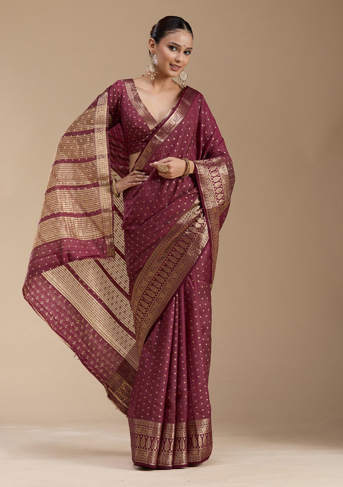 Maroon Zariwork (Gold) Silk Silk_Saree-koskii