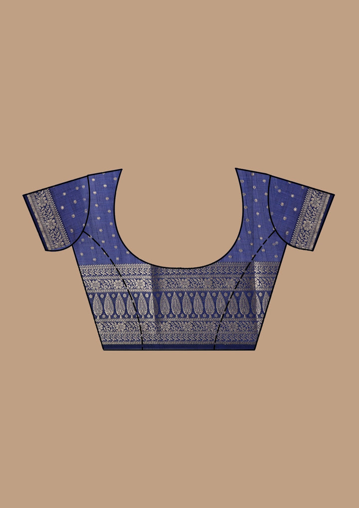 Navy Blue Kanjivaram Silk Saree-koskii