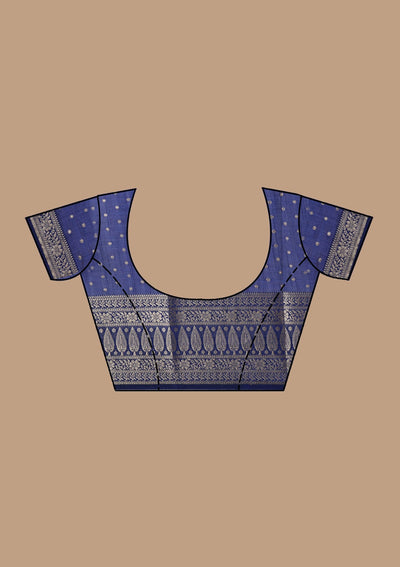 Navy Blue Kanjivaram Silk Saree-koskii