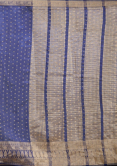Navy Blue Kanjivaram Silk Saree-koskii