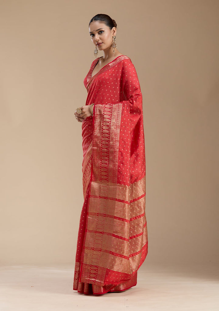 Red Zariwork (Gold) Silk Silk_Saree-koskii