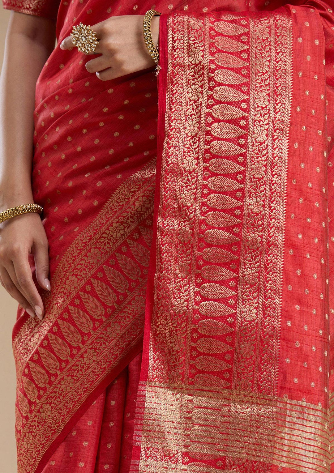 Red Zariwork (Gold) Silk Silk_Saree-koskii