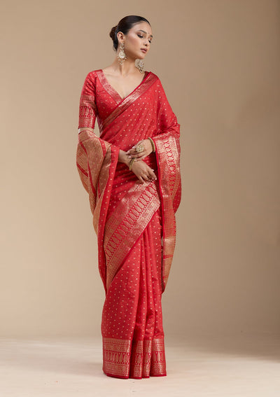 Red Zariwork (Gold) Silk Silk_Saree-koskii