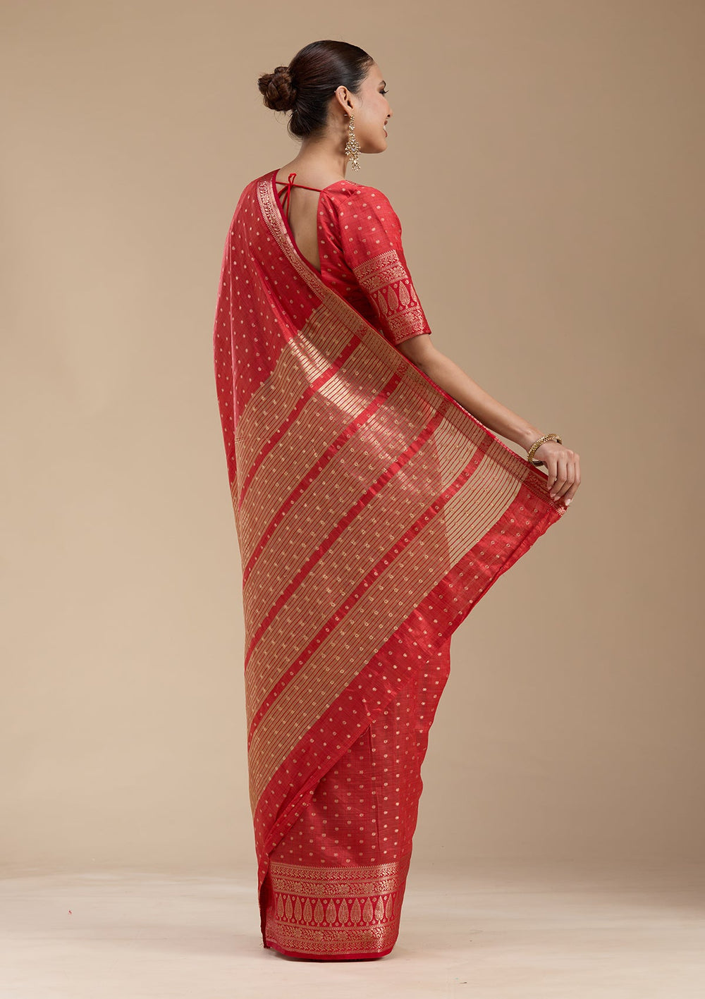 Red Zariwork (Gold) Silk Silk_Saree-koskii