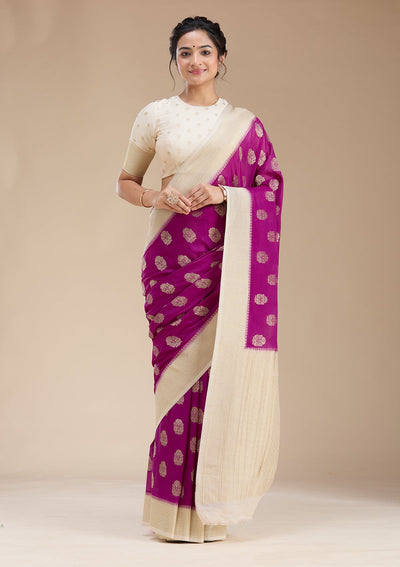 Wine Zariwork (Gold) Georgette Silk Saree-koskii