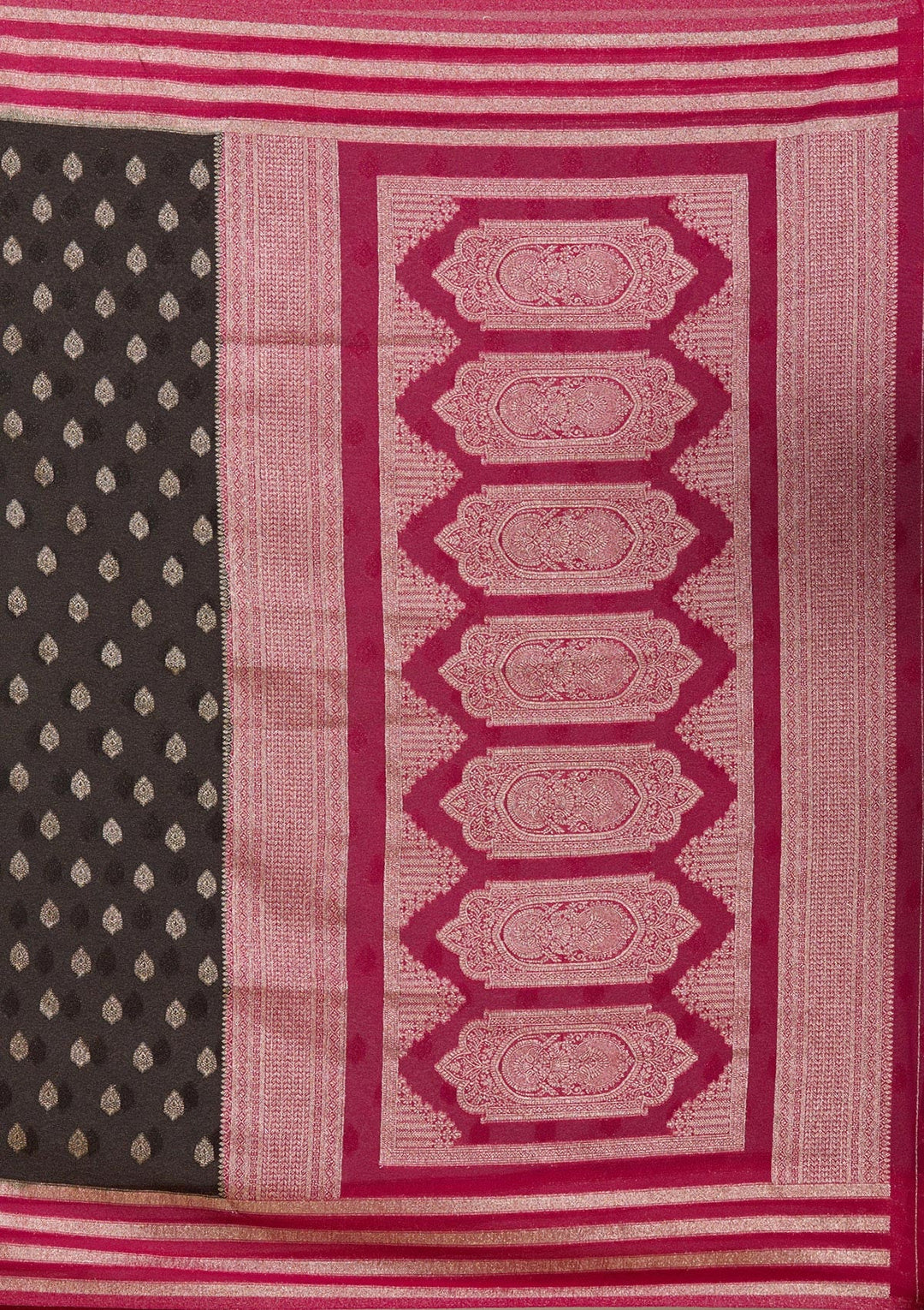 Black Zariwork (Gold) Georgette Silk_Saree-koskii