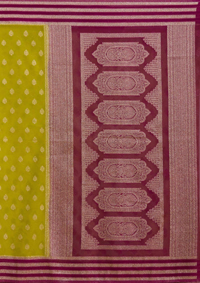 Parrot Green Zariwork (Gold) Georgette Silk_Saree-koskii