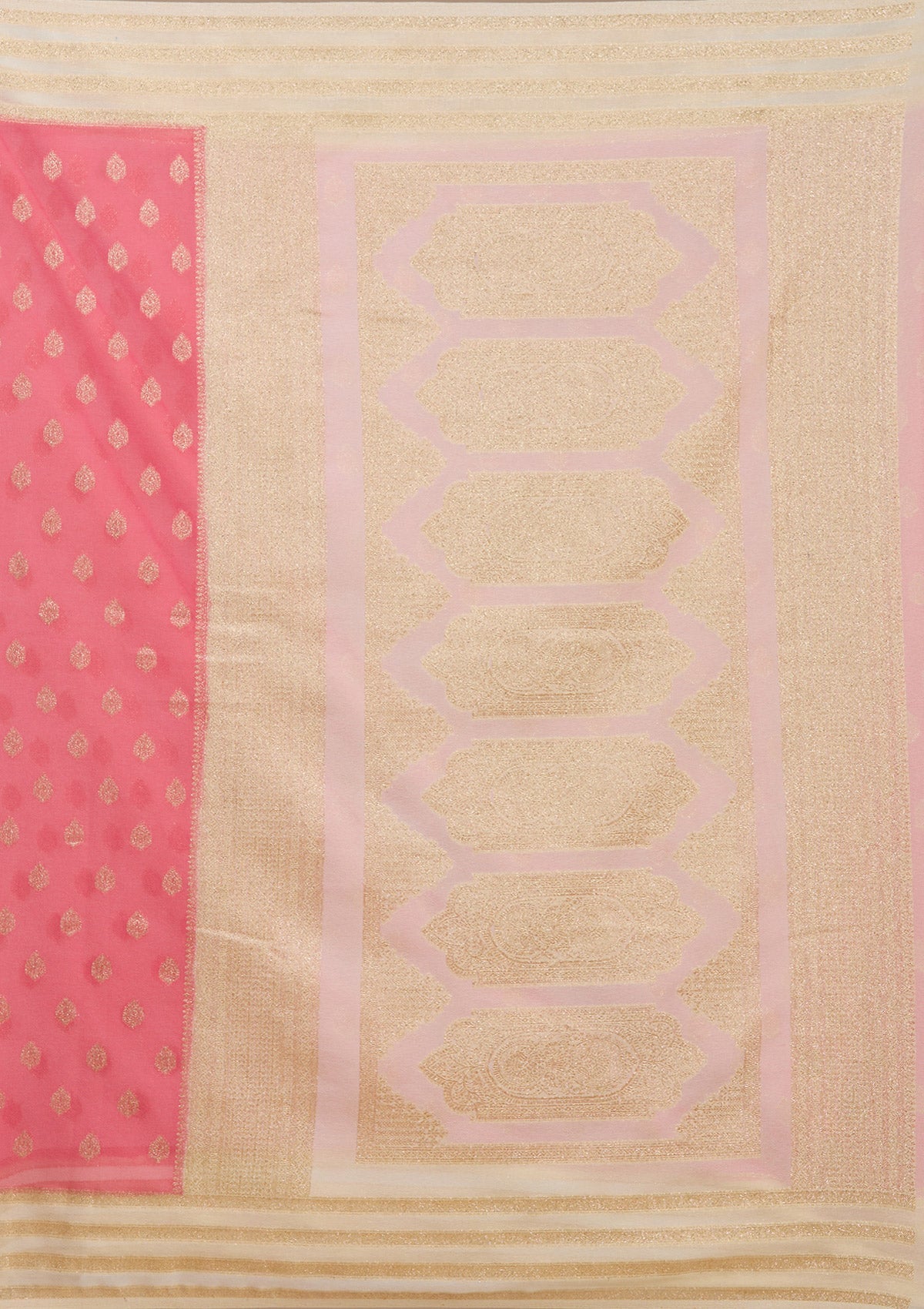 Peach Zariwork (Gold) Georgette Silk_Saree-koskii