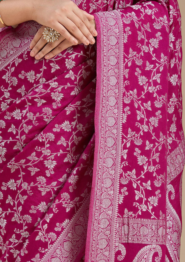 Wine Zariwork (Gold) Georgette Silk Saree-koskii