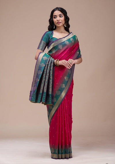 Rani Pink  Paithani Silk Saree-koskii