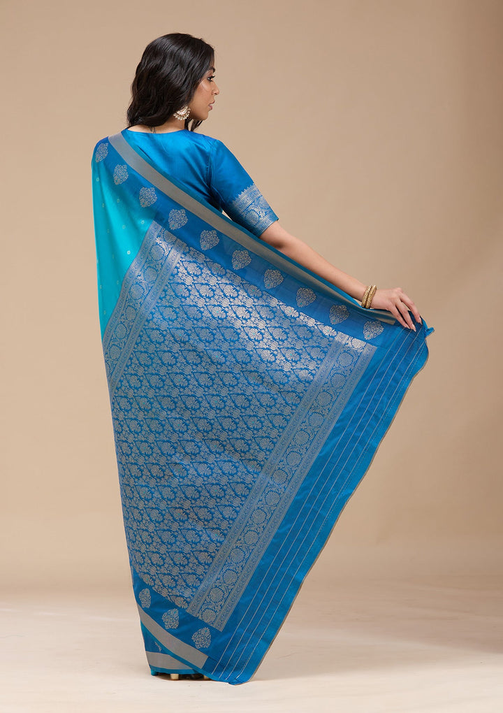 Turquoise Blue Paithani Silk Saree-koskii