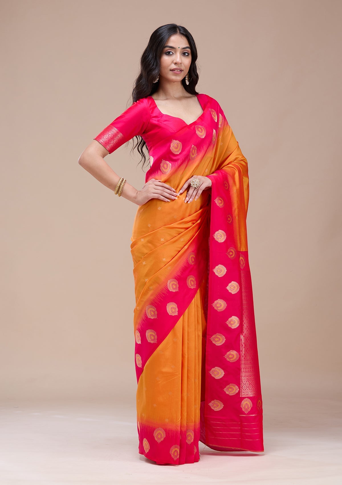 Orange Paithani Silk Saree-koskii