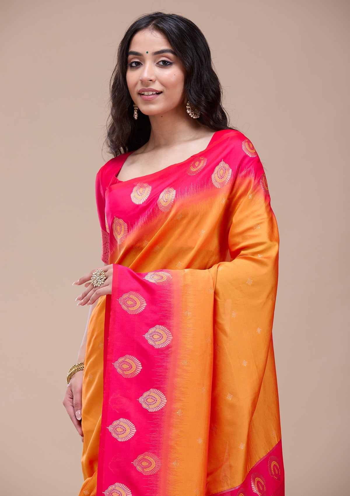 Orange Paithani Silk Saree-koskii