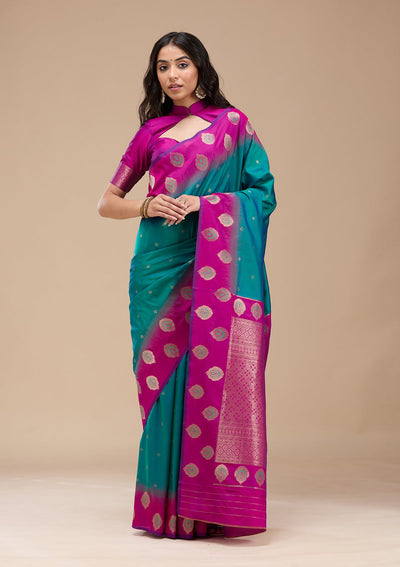 Rama Green Paithani Silk Saree-koskii