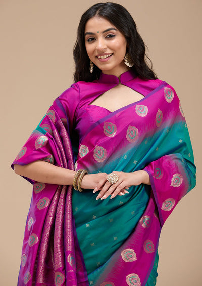 Rama Green Paithani Silk Saree-koskii