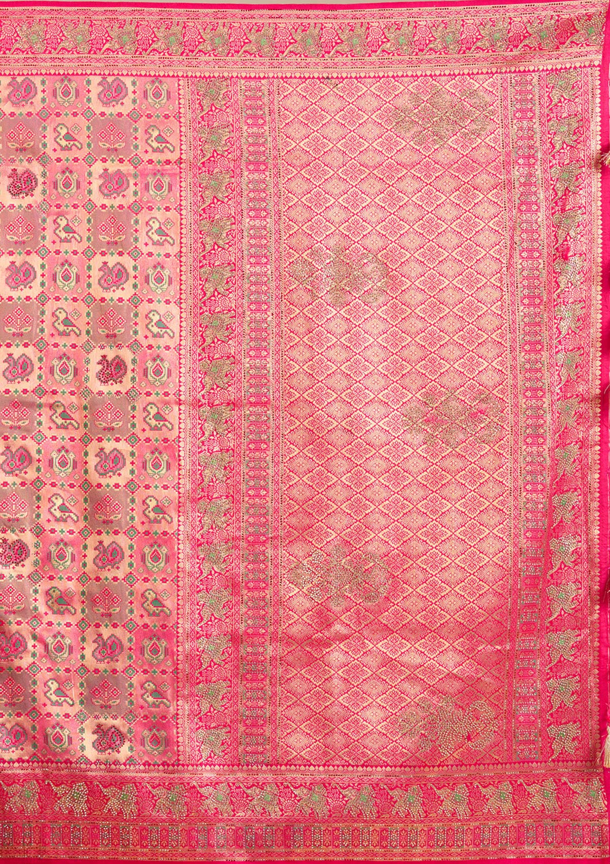 Rani Pink Stonework Silk Saree-Koskii