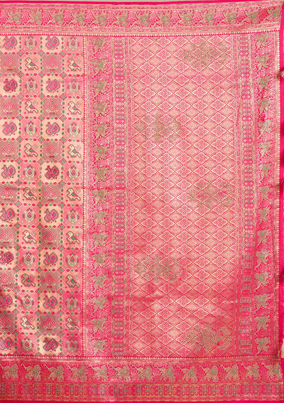 Rani Pink Stonework Silk Saree-Koskii
