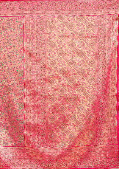Rani Pink Stonework Silk Saree-Koskii