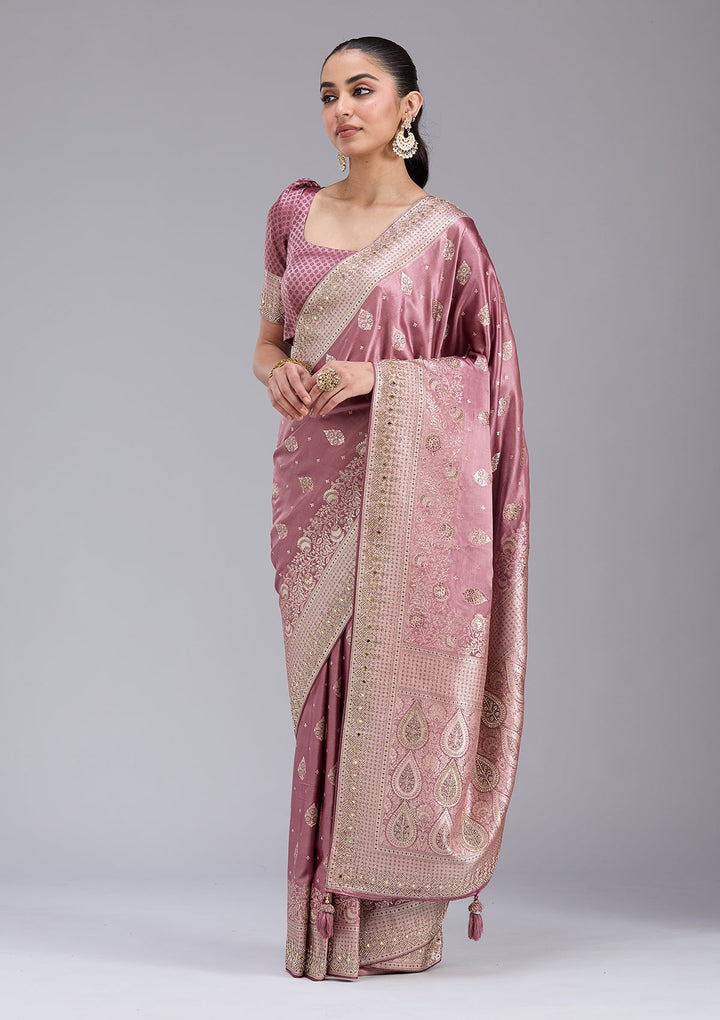 Mauve Stonework Silk Saree_koskii