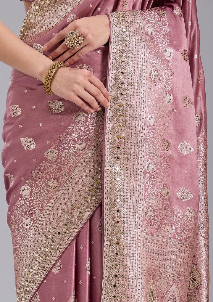Mauve Stonework Silk Saree_koskii